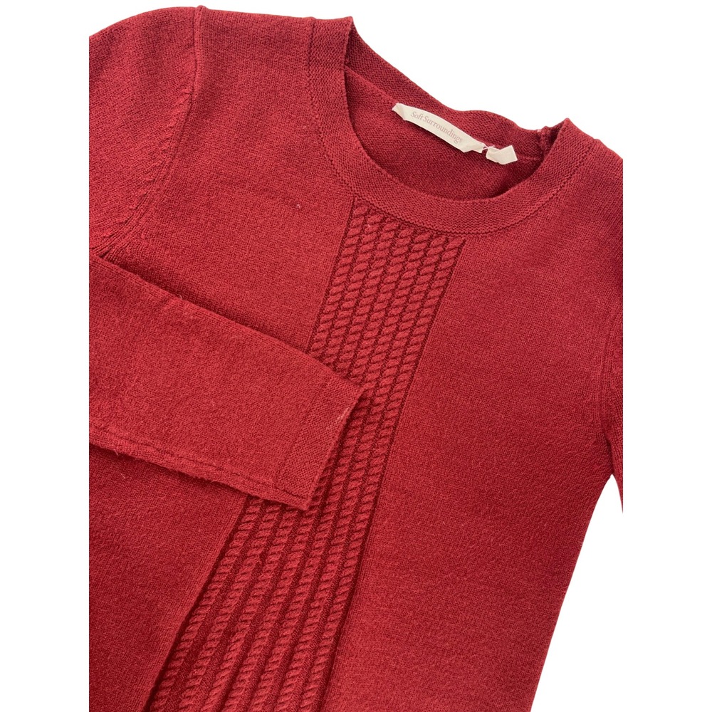 Soft Surroundings Burgundy Red Cable Knit Panel Pullover Sweater XS 2EU67